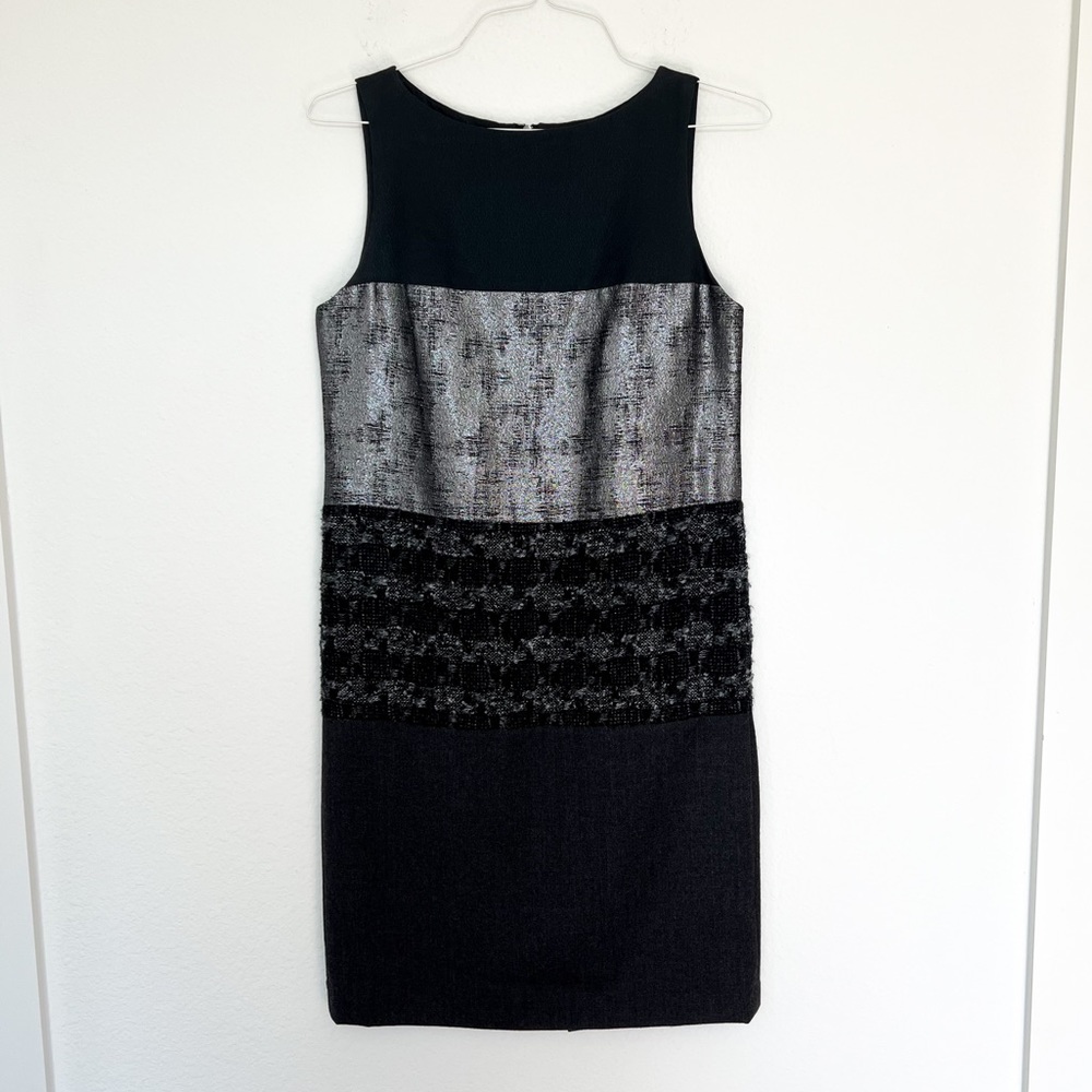 Sleeveless Black and Silver Sheath Dress